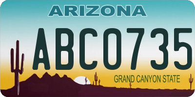 AZ license plate ABC0735