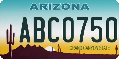 AZ license plate ABC0750
