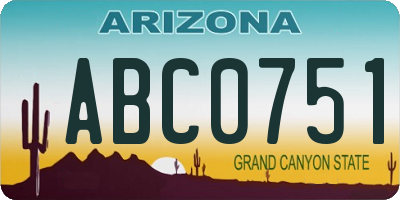 AZ license plate ABC0751