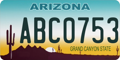 AZ license plate ABC0753