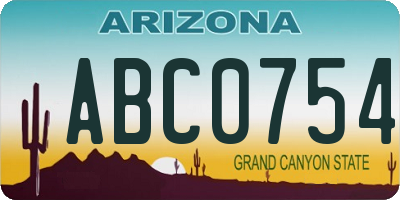 AZ license plate ABC0754