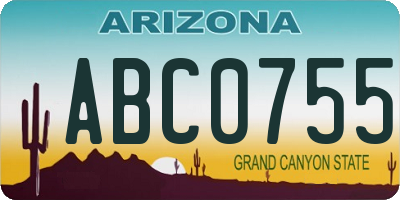 AZ license plate ABC0755