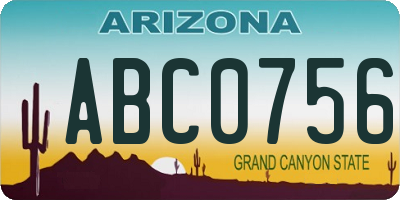 AZ license plate ABC0756