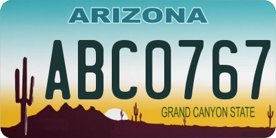 AZ license plate ABC0767