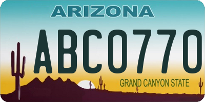 AZ license plate ABC0770