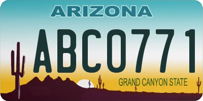 AZ license plate ABC0771