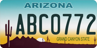 AZ license plate ABC0772