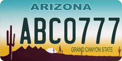 AZ license plate ABC0777