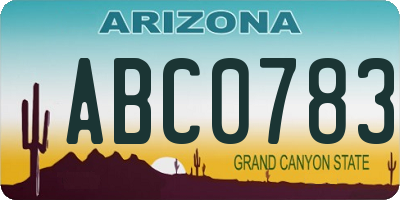 AZ license plate ABC0783