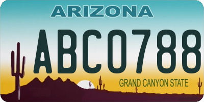 AZ license plate ABC0788
