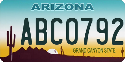 AZ license plate ABC0792
