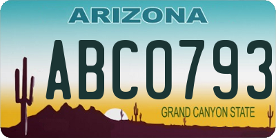 AZ license plate ABC0793