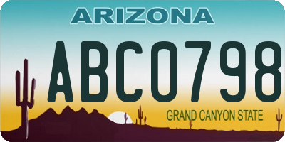 AZ license plate ABC0798