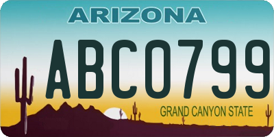 AZ license plate ABC0799