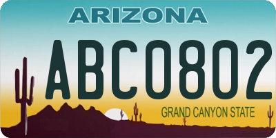 AZ license plate ABC0802