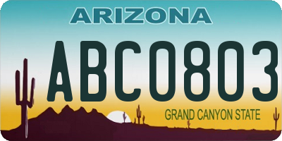 AZ license plate ABC0803