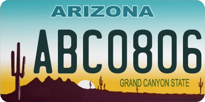 AZ license plate ABC0806