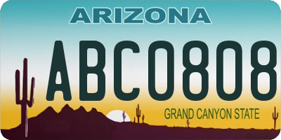 AZ license plate ABC0808