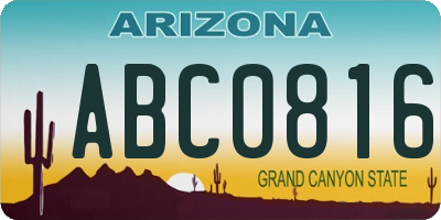 AZ license plate ABC0816