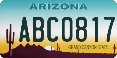 AZ license plate ABC0817