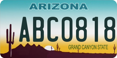 AZ license plate ABC0818