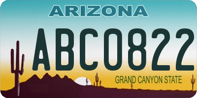 AZ license plate ABC0822