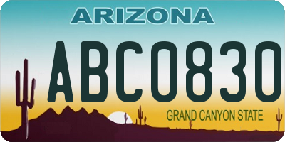 AZ license plate ABC0830