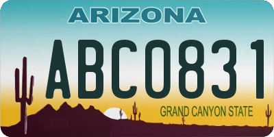 AZ license plate ABC0831