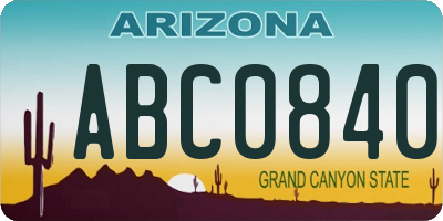 AZ license plate ABC0840