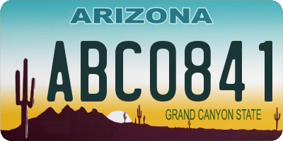 AZ license plate ABC0841