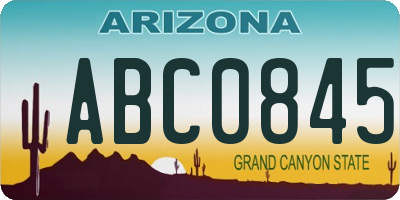 AZ license plate ABC0845