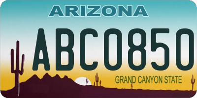 AZ license plate ABC0850