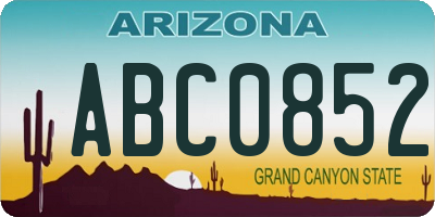 AZ license plate ABC0852