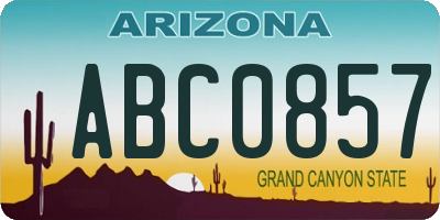 AZ license plate ABC0857