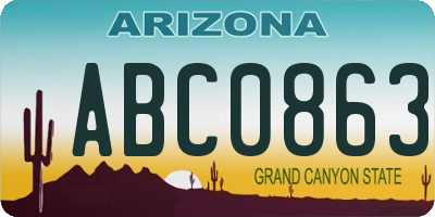 AZ license plate ABC0863