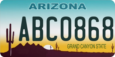 AZ license plate ABC0868