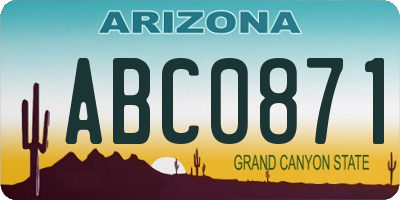 AZ license plate ABC0871
