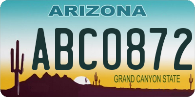 AZ license plate ABC0872