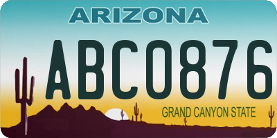 AZ license plate ABC0876