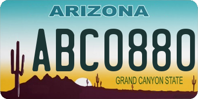 AZ license plate ABC0880