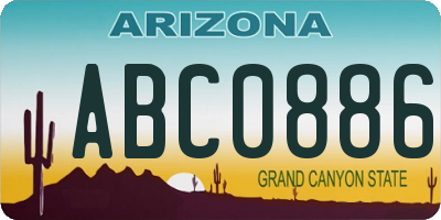 AZ license plate ABC0886
