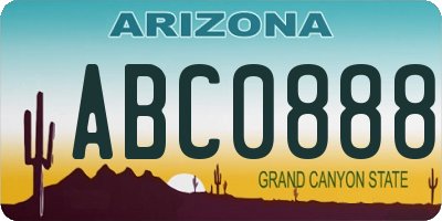 AZ license plate ABC0888