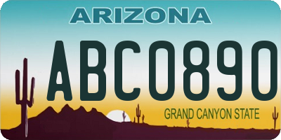 AZ license plate ABC0890