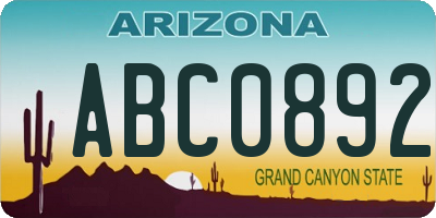 AZ license plate ABC0892