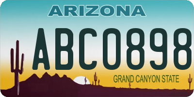 AZ license plate ABC0898
