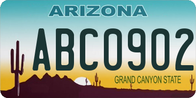 AZ license plate ABC0902