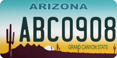 AZ license plate ABC0908