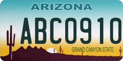 AZ license plate ABC0910