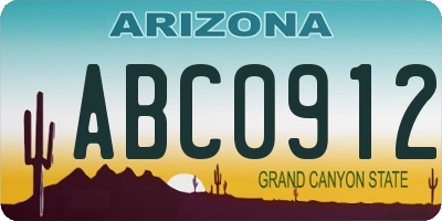 AZ license plate ABC0912