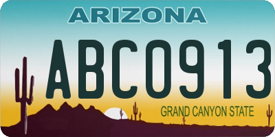 AZ license plate ABC0913